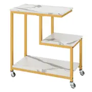 Costway G-shaped Side Table 3-Tier Mobile Sofa End Table