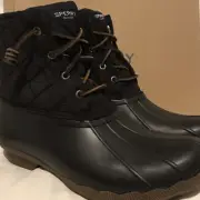 NEW Sperry Top Sider Women’s Size 7.5 M Saltwater Quilt Nylon Black Boot 94063