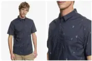 Quicksilver Short Sleeve Button Up Shirt Men's MINI KAMAKURA SS - LARGE NEW