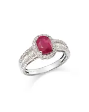 Bloomingdale's Fine Collection Ruby & Diamond Halo Ring in 14K White Gold