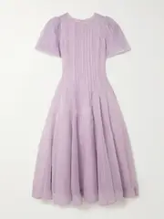 [Aje] Aje - Nova Pleated Organza Midi Dress - Lilac - UK 14 UK 14 Purple