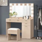 ALFORDSON Dressing Table Stool Set Makeup Mirror Vanity Desk 12 LED Bulbs Oak