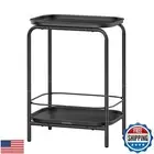 VASAGLE 2-Tier Outdoor Table, Small Side End Table with Tray Storage, Bedside