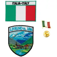 在飛比找有閑購物優惠-DIY標幟識別布章 三件組利維尼奧地標＋義大利國旗刺繡+別針