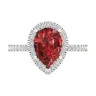 2.38Ct Pear Cut Natural Garnet Gold Halo Engagement Promise Wedding Bridal Ring