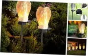 2 Pieces Garden Angel LED Solar Outdoor Lights Eternal Light Lawn Lamp