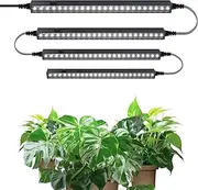 Barrina T5 Grow Lamp, 5000K, 29 cm, Full Spectrum Sunlight, Chainable, Magnetic LED Grow Light Bar with Switch, Plug and Play, Black Cover, Pack of 4