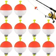 Fishing Floats and Bobbers, 10 Pack Snap On Fishing Bobbers, Oval Shape, Push Button Buoys, EVA Foam, Tackle Accessories for Panfish Bass Trout