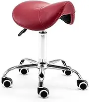 Ergonomic Saddle Stool for Dental Office - Adjustable Rolling Chair with Wheels, PU Leather Seat for Tattoo, Beauty, Lash, and Massage Professionals