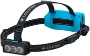 Ledlenser NEO9R LED Headlamp Trail Running Lamp Bright 1200 Lumens Rechargeable Red Tail Light Chest Strap Reflective Headband (Black/Blue)