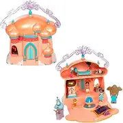 DISNEY STORE Official Jasmine Palace Micro Play Set, Micro Toy Set Includes Jasmine, Aladdin, Genie and Abu Micro Figures, Travel Toy Portable Playset with Handle, Travel Toys with Surprise Reveals