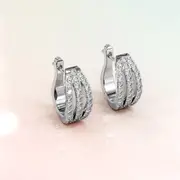 Three-Row Latch-Back White Gold Earrings Embellished with SWAROVSKI® Crystals