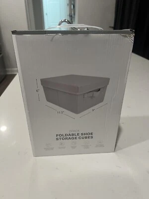 Underbed Storage, 2 Pack under Bed Storage Shoe Cubes Foldable Brand New