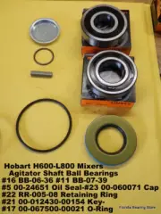 Hobart H600 Mixer Agitator Shaft Ball Bearings BB-06-36 BB-07-39