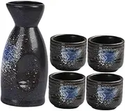 FUNNETOYU 1Set Japanese Style Sake Set Pot Cups Sake Dispenser Kit Multi Function Decorative Sake Jar for Use Fresh Design for Friends Gatherings