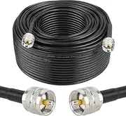 MOOKEERF CB Coax Cable 200FT, RG58 PL259 Coaxial Cable UHF Male to UHF Male Cable for CB Radio, Ham Radio, Amateur Radio, Antenna Analyzer, SWR Meter, Black