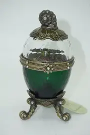 Genuine Cut Crystal Collectible Music Box Egg With Snail Finial And Snail Inside