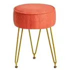 Round Pouf Teddy Velvet Footrest Stool Ottoman Makeup Vanity Side Table Dressing