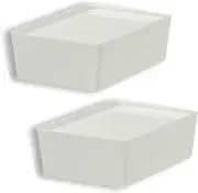 Stackable Storage Bins with Lids, Fridge Storage, Pantry Organization White