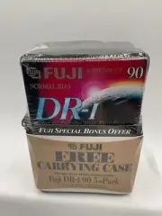 NEW 5 pack Fuji DR-I 90 Minute Blank AudioCassette Tapes & Case Normal Bias(DSS)