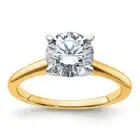 14K Solid Two Tone Gold Round Moissanite Solitaire Engagement Ring