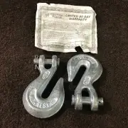 1 Pair CENTRAL FORGE 3/8" CLEVIS GRAB HIGH TEST HOOK NEW 5400 LB.