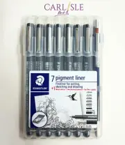 Staedtler Pigment Liner Set 7 Fineliners Plus 1 Mars Micro Mechanical Pencil