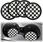 Car Cup Holder Coaster, Anti Slip Plug-in Water Bottle Holder mat, dust-Proof car Interior Accessory mat, Suitable for Cars, Trucks, RVs, etc. 4PCS (Black/White)