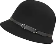 [CaySep] Women Winter Wool Cloche Hat - 1920s Vintage-Fedora Hat Church Bowler Hats Shor-Brim Bucket Hat