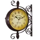 Train Double-Sided Clock Hanging Double Sided Wall Clock Iron Brand New