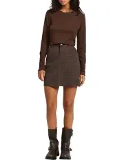 [Marcs] Dimitri Denim Mini Skirt in Brown