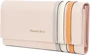 [Pomelo Best] Womens Wallet RFID Blocking Credit Card Holder Wallet Portable Slim Wallet Trifold Ladies Purse with ID Window, Minimalist Leather Wallet, Beige, Minimalist