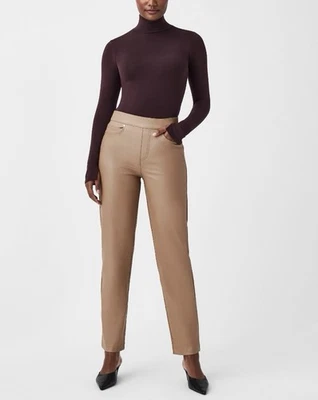 SPANX Leather Like Slim Straight Pant Toffee Size XL NWT $168