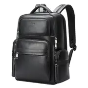 61-98611 Large-capacity Waterproof First-layer Cowhide Laptop Backpack with Usb & Type-c Port Black