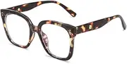 AKSIQIOL 1 Piece Leopard Print Framed Anti-Blue LightGlasses,Oversized Blue Light Glasses for Women, Tortoiseshell Square Glasses, Relief for Reading, Gaming & Screen Use, Leopard Print, One Size