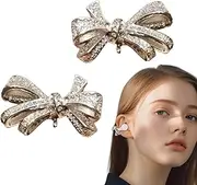 Clip On Earbuds Rhinestone,Clip On Headphone Bow-Shaped Decoration - Fashionable Open-Ear Headset Decoration Accessories for Daughter Girlfriend Wife Sister