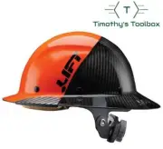Lift Safety HDF-50C19OC Dax 50/50 Carbon Fiber Full Brim Hard Hat Orange-Black