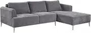 Priceworth Anna Sectional Sofa, L-Shaped Lounge, Super Spacious Bedroom or Living Room Furniture, Thick-Foam Couch, Chaise for Leg and Body Rest, Durable Built, Colour - Dark Grey