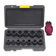 14 Pcs Bolt Nut Extractor Set with Knockout Bar, 3/8" Drive Wheel Lock Remova...