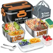 Electric Heated Lunch Box for Adults, 100W 3-IN-1 1.8L Heated Lunch Box for M...