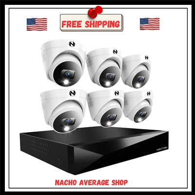 Night Owl 2-Way Audio 12-CH DVR Security System, 1TB 6 Wired 2K Cameras, Safety