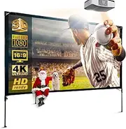 Modern Innovations 80 Inch HD Outdoor Movie Screen, Portable Outdoor Projector Screen and Stand for Indoor or Backyard Use, Foldable Frame, Movie Projection Screens for Travel, Camping, Family Movies
