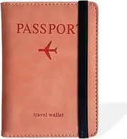 [KWKPR] Passport Case, Passport Cover with RFID Blocker, Faux Leather Passport Case for Men and Women, Passport Credit Cards, ID and Travel Documents, Pink