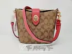 NWT Coach c2817 Addie Crossbody In Signature Canvas Khaki Fuschia Org $328