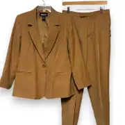 Briggs New York Petite VTG 100% Worsted Wool women's camel pant suit sz 10P NWT