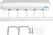 Lwuey Retractable Clothesline, Plastic Adjustable Clothes Drying Rope Hanger Indoors Laundry Line Retracting Wall Mounted Dryer Lines Suitable for Outdoor Use Travel Camping White(Five Ropes)