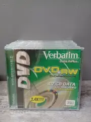 Verbatim DVD+RW 8 Pack 4.7 GB Data 2.4X Speed Rewritable DataLifePlus NEW!