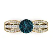 1.27 ct Round Cut Topaz Gemstone Solitaire with Accents Promise Ring Yellow Gold