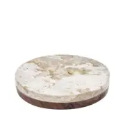 J.Elliot Home 20x3cm Isabella Serving Round Trivet Acacia Wood/Marble Tray Rack