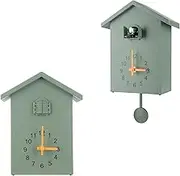 sugarchef Cuckoo Bird House Wall Clock Modern Style,Cuckoo Bird Voice Call with Pendulum Wall Hanging Clock (Green)